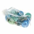 Floristik24 Mini decorazione dell&#39;albero mix di frutti autunnali e palline blu/verde, argento vero vetro 3,4–4,4 cm 10 pezzi