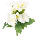 Floristik24 Mazzo di rose natalizie artificiali, bianche, decorazione natalizia artificiale