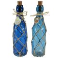 Floristik24 Bottiglia di vetro bottiglie blu marittimo con LED H28cm 2 pezzi