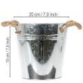 Vaso da fiori decorativo in metallo con manici in corda Ø20cm | Floristik24.it