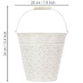 Secchiello decorativo, sbiancato, con manico, Ø20,5 cm, vaso decorativo in metallo | Floristik24.it