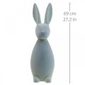 Floristik24 Deco Bunny Coniglietto di Pasqua Deco Floccato Grigio-Verde H69cm