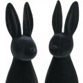 Floristik24 Coniglietto decorativo nero coniglietto pasquale decorativo floccato H29.5cm 2 pezzi