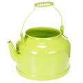 Floristik24 Teiera decorativa in metallo, verde mela - vaso da fiori - Ø20cm H15cm - versatile decorazione da giardino e idea regalo