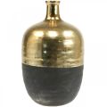 Floristik24 Vaso decorativo Vaso per fiori nero/oro Ceramica Ø18cm H29cm