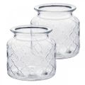 Floristik24 Lanterna decorativa motivo a rombi, vaso di vetro, vaso di vetro, decorazione a candela 2 pezzi