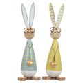 Floristik24 Coniglietto decorativo con occhiali Decorazione pasquale legno metallo Coniglietto pasquale 29 cm 2 pezzi