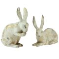 Floristik24 Conigli decorativi seduti in piedi oro bianco H12,5x16,5 cm 2 pezzi