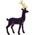 Floristik24 Figura decorativa di cervo renna floccata oro viola H37 cm