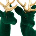 Floristik24 Deco cervo verde e oro decorazioni natalizie figure di cervi 20 cm 2 pezzi