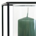 Portacandele decorativo lanterna in metallo nero vetro 12×12×13cm