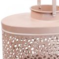 Floristik24 Lanterna decorativa lanterna ovale rosa decorazione da tavolo in metallo 27×16×23cm