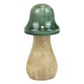 Floristik24 Funghi decorativi Funghi in legno verde scuro lucido H6/8/10 cm set da 3