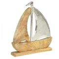 Floristik24 Nave decorativa in legno metallo argento legno di mango 16,5x4x18,5 cm