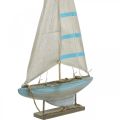 Floristik24 Decorazione da tavola marittima blu-bianca in legno per barche a vela Deco H54,5 cm