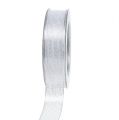 Floristik24 Nastro decorativo con righe in lurex argento 25mm 20m