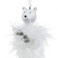 Floristik24 Figura decorativa orso con piume bianco 12 cm 2 pezzi