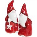 Floristik24 Figura di Babbo Natale Nicholas rosso, ceramica bianca H13,5 cm 2 pezzi