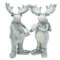 Floristik24 figura per decorazioni Moose in piedi 13 cm grigio chiaro 2 pezzi