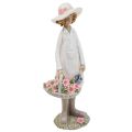 Floristik24 Figure decorative decorazione giardiniere donna con fiori bianco rosa H21 cm