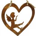 Floristik24 Appendiabiti decorativo in metallo patinato deco cuore angelo Ø15cm 6 pezzi