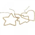 Floristik24 Appendiabiti Deco Natale perline di legno cuore stella albero H20cm 3pz