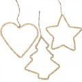 Floristik24 Appendiabiti Deco Natale perline di legno cuore stella albero H20cm 3pz