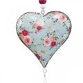 Ciondolo decorativo con fiori vintage deco a forma di cuore 8,5x9 cm 3 pezzi