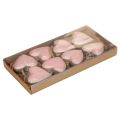 Floristik24 Appendino decorativo in legno decorazione cuori in legno rosa chiaro lucido 6 cm 8 pezzi