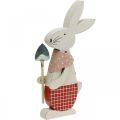 Floristik24 Coniglietto decorativo con pala, coniglietto, decorazione pasquale, coniglietto di legno, coniglietto pasquale