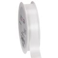 Floristik24 Nastro decorativo in taffetà, bianco, largo 25 mm, lungo 50 m.