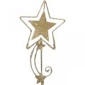 Floristik24 Spina decorativa stella oro scintillante H54cm 4 pezzi