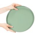 Piatto decorativo rotondo verde con supporto per la tavola, 30 cm | Floristik24.it