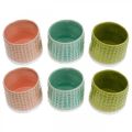 Floristik24 Portavaso in ceramica, mini portavaso, decoro in ceramica, vaso decorativo, motivo cestino menta / verde / rosa Ø7,5cm 6 pezzi