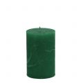 Floristik24 Candele tinta unita verde scuro 60x100mm 4 pz