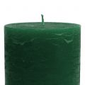Floristik24 Candele tinta unita verde scuro 85x150mm 2pz