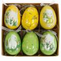 Floristik24 Bouquet di Pasqua decorativo uovo da appendere giallo, verde assortito H7cm 6 pezzi