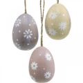Floristik24 Uova di Pasqua con decorazione floreale per appendere uova di legno assortite 7cm 3pz