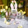 Floristik24 Mini uova di Pasqua, uova di legno con fiori, decorazione pasquale viola, rosa, giallo H3.5cm 6pz