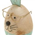 Floristik24 Coniglietto pasquale con occhiali figura decorativa uovo in legno Ø5cm H13.5cm 3pz