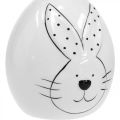 Floristik24 Uovo decorativo in ceramica con coniglio, decorazione pasquale moderna, uovo di Pasqua con motivo coniglio Ø11cm H12,5cm set di 4