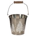 Floristik24 Secchiello decorativo con abeti e manico in legno, 13 cm