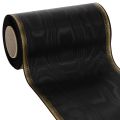 Floristik24 Elegante nastro a corona moiré, 175 mm nero con bordo perlato e trama in taffetà, nastro decorativo per fiori funebri, nastro a fiocco, 25 m