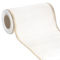 Floristik24 Elegante nastro a ghirlanda moiré, 200 mm bianco con bordo perlato oro e finitura speciale, 25 m - Perfetto per decorazioni e celebrazioni