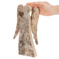 Statuetta di angelo in legno con corteccia di betulla, 30 cm | Floristik24.it
