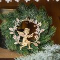 Floristik24 Corona di angelo, decorazione natalizia, angelo da appendere, ciondolo in metallo dorato H14cm L15,5