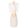 Floristik24 Statuetta di angelo con decorazione a cuore, color bianco crema, 23 cm