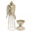 Floristik24 Figura di angelo con cuore, decorazione natalizia in metallo, decorazione angelo oro antico H38cm