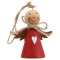 Floristik24 Figura di angelo in legno rossa per appendere 8 cm 4 pezzi