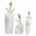 Floristik24 Trio di angeli decorativi in metallo bianco, glitter Ø10 / 11,5 / 7 cm H28,5 / 18 / 21 cm 3 pezzi